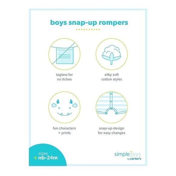 NWT Carter’s Simple Joys Snap On Romper - Picture 3 of 3